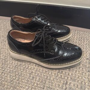Platform Oxford Loafer Shoes Black Size 37